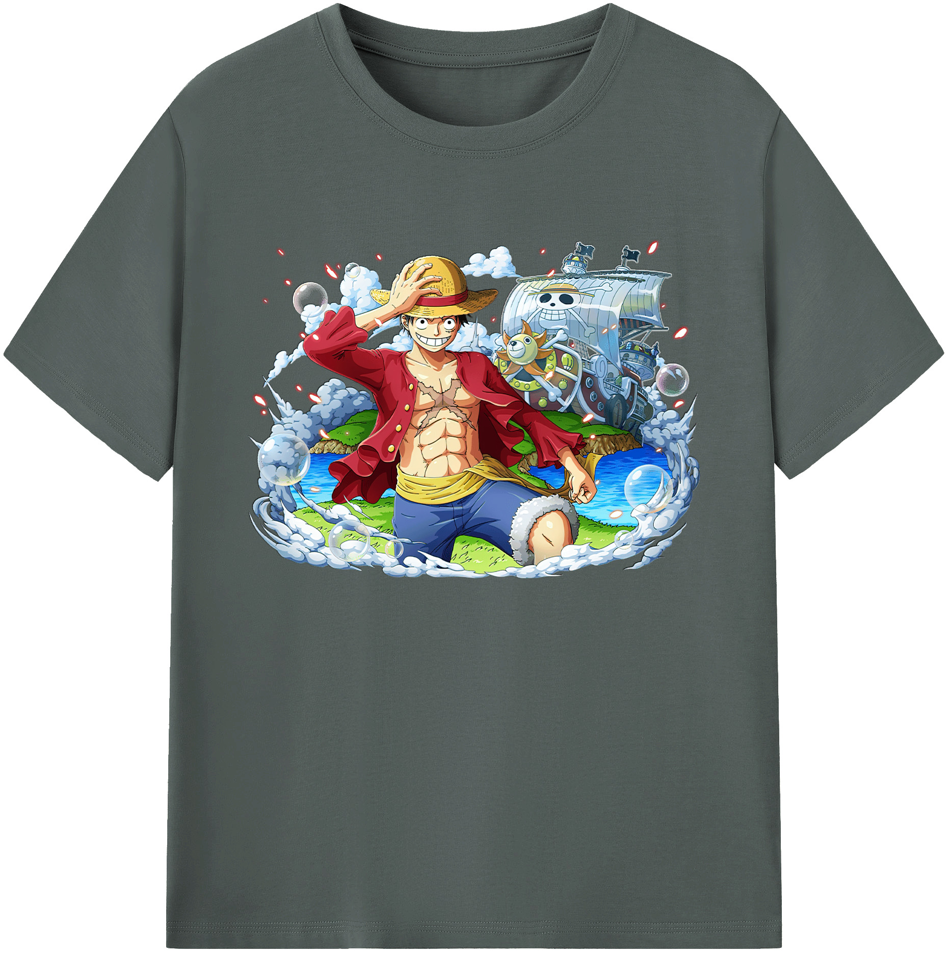 ワンピース モンキー・D・ルフィ ONE PIECE Monkey D. Luffy 綿100％ メンズ半袖Tシャツ｜肌触りやわらか＆通気性